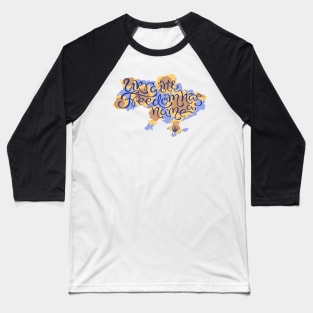 Support Ukraine Lettering with Sunflowers Baseball T-Shirt